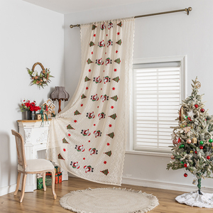 Cortinas de Gasa Bordadas con Motivos Navideños Americanos, Listas para Usar, Translúcidas, de Encaje, para Sala de Estar - Product Image 3