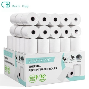 3 1/8 X 220 Thermal Receipt <strong>Paper</strong> 50 <strong>Rolls</strong> Printer <strong>Paper</strong> Compatible with ALL POS Systems, Cash Registers, Thermal Receipt <strong>Rolls</strong> - Product Image 1