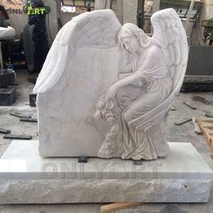 Conception d'usine Onlyart et statue d'ange priant agenouillé <span class=keywords><strong>en</strong></span> marbre naturel sculpté à la main grandeur nature <span class=keywords><strong>en</strong></span> plein air sur mesure de <span class=keywords><strong>pierre</strong></span> <span class=keywords><strong>tombale</strong></span> - Product Image 3