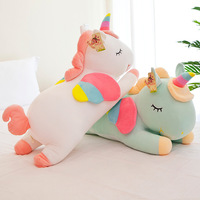 Nouvelle Peluche Licorne Arc-en-ciel Allongée Super Douce Mignonne Kawaii Animaux Licorne Cheval Ange Jouet en Peluche