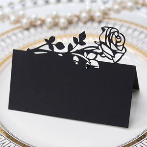การ์ดติดโต๊ะงานแต่งงานและวันแม่แบบเป็นมิตรกับสิ่งแวดล้อม ทำจากกระดาษลายดอกไม้ ตัดด้วยเลเซอร์ พร้อมชื่อแขกและที่นั่งสำหรับแขก - Product Image 3
