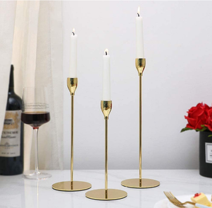 Golden <strong>Tall</strong> Outdoor Iron <strong>Candlestick</strong> with Round Metal Taper Holder for Home Decoration Christmas and Wedding Parties - Product Image 6
