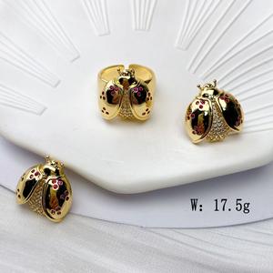 LS-B7478 personalità insetto moda orecchino colorato zircone <span class=keywords><strong>coccinella</strong></span> <span class=keywords><strong>orecchini</strong></span> di lusso in oro per le donne - Product Image 2