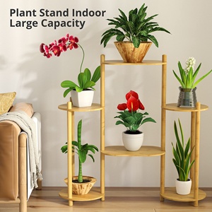Support à plantes moderne du milieu du siècle, support à 3 niveaux en bambou, <span class=keywords><strong>étagère</strong></span> à plantes d'angle, supports de balcon décoratifs pour intérieur et extérieur - Product Image 5
