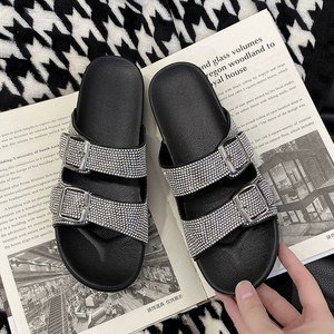 Ciabatte da Donna Stile Africano con Strass, Sandali Neri con Diamanti Luccicanti, Scarpe Eleganti e alla Moda - Product Image 6