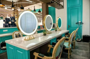 Led ayna kuaför güzellik salonu saç <span class=keywords><strong>Salon</strong></span> stüdyosu çift yüz makyaj aynası lambası çift yüz masaüstü ayna yuvarlak gümüş - Product Image 5