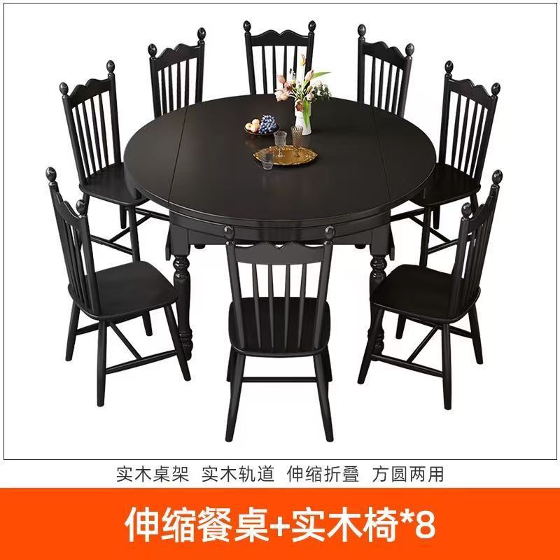 [Noir] Table à manger avec chaises américaines Windsor *8