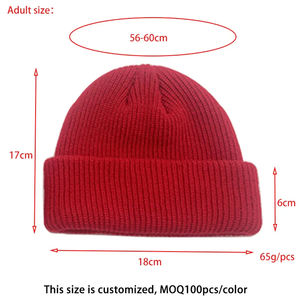 Venta al por mayor de gorro de punto con puños cortos y parche personalizado de etiqueta privada gorro de pescador con logotipo para hombres y mujeres - Product Image 2
