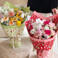 Kertas Pembungkus Bunga Motif Tulip Vintage Dengan Slogan, Bahan Pembungkus Buket Bunga, Kemasan Hadiah Florist Grosir