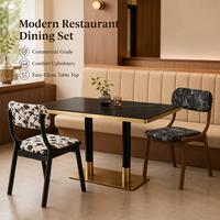 Ensemble table et chaises de restaurant en pierre noire avec chaises en tissu imprimé floral, en vente pour café, traiteur et maison d'hôtes