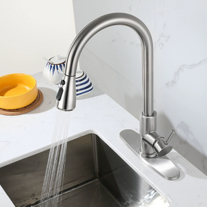 Keukenkraan van roestvrij staal met één-knops waterstop, multifunctioneel uittrekbaar - Product Image 6