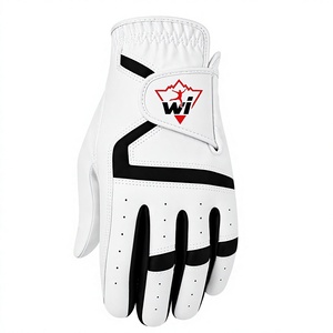 Gant de golf en cuir véritable de haute qualité, aspect cuir blanc, panneaux noirs, design respirant pour une meilleure adhérence, fermeture auto-agrippante, unisexe - Product Image 2