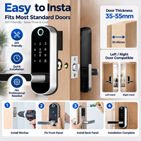 Serrure de porte intelligente sans clé avec empreinte digitale et clavier, application TTLock, poignée à levier noire, entrepôt américain