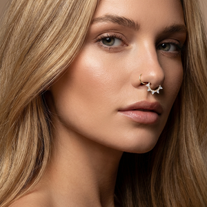 Anillos de Septum de 16G con Circonita Cúbica Transparente, Joyería para Septum, Clicker, Piercings para Conch, Helix, Tragus, Rook, Daith para Mujeres y Hombres, Oro 8/10 mm - Product Image 4