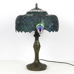LongHuiJing Dragonfly Dome Stained Glass AC Table Lamp Multicolored Brown Handmade Wisteria Lampshade LED Flexible Simple E26 - Product Image 2