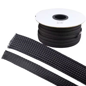 <b>PET</b> Expandable Black Braided Cable Sleeves Wire Loom Tubing Protector Sleeve - Product Image 2