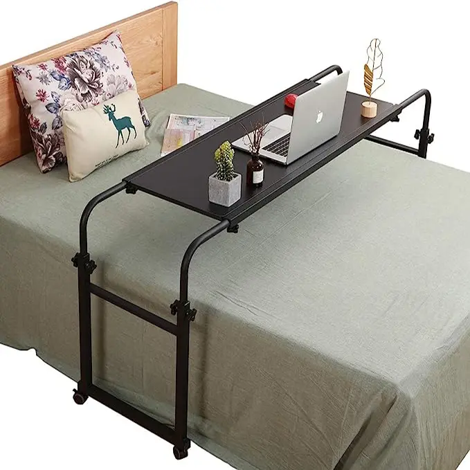 Meja atas tempat tidur Modern untuk bekerja di tempat tidur dapat disesuaikan keranjang Laptop meja meja Laptop dengan roda furnitur kantor meja dapur kayu