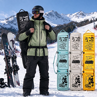 Sac à roulettes pour ski et snowboard Graffiti, roues silencieuses, séparation sec/humide, pour skis simples/doubles 160+15cm, sac de transport imperméable pour équipement de neige