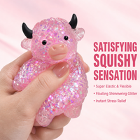 Jouet Squishy Vache des Highlands Rose Doux pour Enfants, Jouet Sensoriel à Remontée Lente pour Soulager l'Anxiété, Cadeau Unique