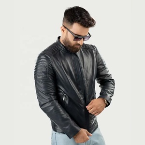 Veste de motard en cuir véritable pour homme, couleur bleue, personnalisée, haute qualité, imperméable, coupe-vent, doublure en polyester écologique, hiver - Product Image 5