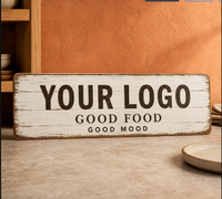 Affiche publicitaire murale personnalisée pour restaurant, logo rétro en fer 10x40cm, impression UV, pour la décoration de la maison et des restaurants