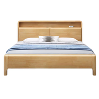 Cadre de lit plateforme multifonctionnel moderne en bois massif avec tête de lit de rangement, design de lit moelleux, écologique, durable, taille Queen