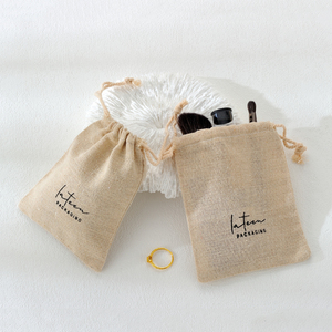 Bolsas de Almacenamiento Ecológicas Personalizadas con Logotipo Impreso, Bolsas de Regalo para Collares, Pulseras y Anillos, Bolsa Pequeña de Lona de Algodón, Bolsa de Joyería de Lino - Product Image 2
