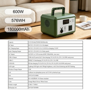 Station d'alimentation portable 600W LiFePO4, générateur solaire, onduleur à onde sinusoïdale pure, contrôleur MPPT, charge sans fil, utilisation en extérieur et à domicile - Product Image 5