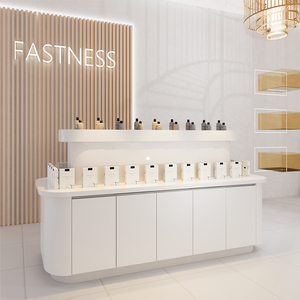 Mostrador de Exhibición de Cosméticos, Vitrina para Tienda de Productos para el Cuidado de la Piel, Gabinete Blanco Brillante Integrado de Múltiples Niveles para Venta al por Menor - Product Image 3