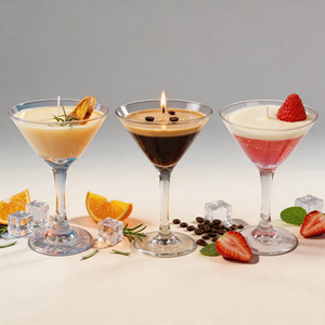 Luxury Martini Glass Scented Soy Wax <b>Candle</b> Realistic Cocktail Design For Bar Cart Decor Wholesale Private Label Premium <b>Set</b> - Product Image 1