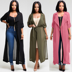 Women's Long Sleeve Chiffon Lightweight <strong>Maxi</strong> Sheer Duster <strong>Cardigan</strong> - Product Image 1