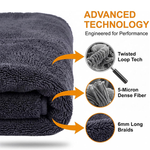 Toalla Super Absorbente <span class=keywords><strong>de</strong></span> Fábrica 1200gsm 80x120cm Diseño <span class=keywords><strong>de</strong></span> Bucle Retorcido Sin Pelusas Sin Rayones para Lavado y Detallado <span class=keywords><strong>de</strong></span> Coches - Product Image 4
