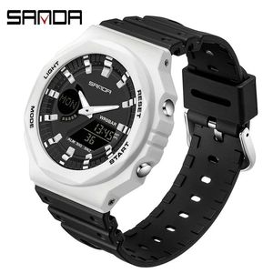 Montres-bracelets à quartz pour hommes SANDA 6016, luxe, étanches, sport, double affichage LED numérique, montre-bracelet pour hommes, Relogio Masculino - Product Image 6