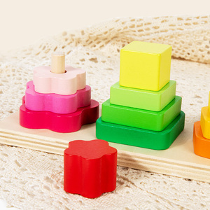 Juguete Sensorial para Bebés, Bloques de Madera Naturales Seguros para Bebés, para Clasificar y Apilar por Color - Product Image 6