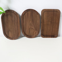 Plateaux de service en bois de noyer noir écologiques, logo personnalisé, plateau de service ovale en bois, assiette