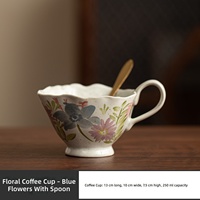 Tasse à thé florale classique nordique, élégante tasse en céramique vintage pour maman, finition mate, tasse à café, cadeau idéal pour le printemps