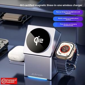 Rotating Magic Cube 3 in 1 <b>Wireless</b> Charger Magnetic 15W Fast <b>Charging</b> Station for Phone Earbuds Smartwatch Desktop <b>Stand</b> - Product Image 4