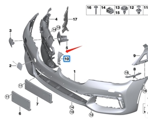 51137347382 adatto per <span class=keywords><strong>BMW</strong></span> serie 7 <span class=keywords><strong>G11</strong></span> G12 staffa centrale paraurti anteriore - Product Image 6