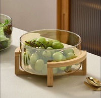 Plateau à fruits et saladier en verre durable, transparent, grande capacité, moderne, pour usage domestique