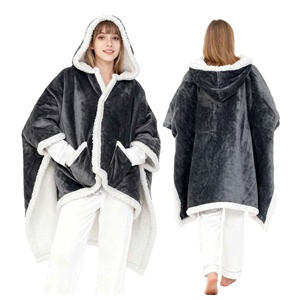 Customized Printed <strong>Plus</strong> <strong>Size</strong> Heating Soft Fleece Wearable Oversized Warm Electric Heated TV Blanket with Sleeves and <strong>Hoodie</strong> - Product Image 1