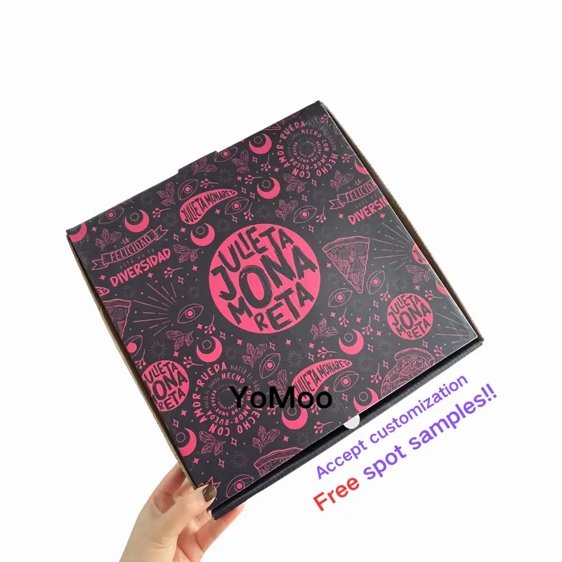 Groothandel 9 Inch 33Cm Persoonlijke Levering Roze Aangepaste Print Pizza Papieren Verpakking