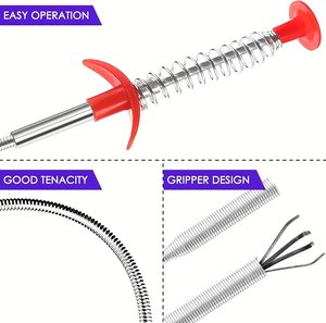 Déboucheur flexible pour canalisations, outil de nettoyage de gouttières, pour toilettes, égouts, douche, cuisine, salle de bain, baignoire, avec griffe de préhension - Product Image 5