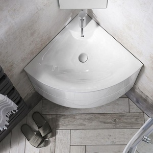 <span class=keywords><strong>Mobile</strong></span> da Bagno <span class=keywords><strong>Angolare</strong></span> Curvo Bianco da Parete con Cassetti - Product Image 2