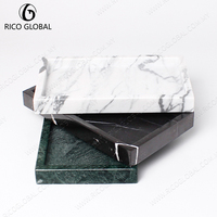 Plateaux décoratifs de salle de bain en marbre de style nordique 2025, accessoires en pierre marron et porte-savons, fabrication OEM Malaisie TR-001D-INGR