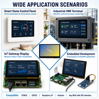 وحدة عرض تعمل باللمس IPS مقاس 4.3 بوصة بواجهة SPI+I2C، سطوع 350cd/m، دقة 800x480، ذاكرة فلاش مدمجة 16 ميجابايت + ذاكرة وصول عشوائي 16 ميجابايت