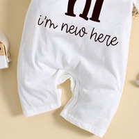 Pakaian Bayi Grosir Pabrik, Romper Unisex, Cetak Huruf, Lengan Pendek, Baju Bayi Satu Potong, Kancing Tekan