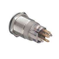 Bouton plat 19 mm DPDT IP65 étanche en acier inoxydable 250 V 1NO1NC, interrupteur miniature à bouton-poussoir momentané ou à enclenchement