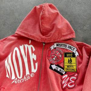 Fabricante personalizado recortada hombres Vintage <span class=keywords><strong>Zip</strong></span> <span class=keywords><strong>up</strong></span> bordado 500gsm aplique parche piedra peso pesado desgastado ácido lavado Sudadera con capucha - Product Image 3