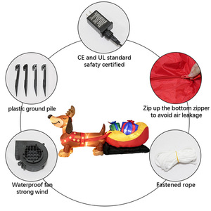Sled gonflable de Noël de 2,4 mètres en forme de chien saucisse avec éclairage LED, idéal pour la décoration extérieure de cour et les accessoires de mise en scène - Product Image 6