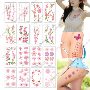 Autocollants de <span class=keywords><strong>tatouage</strong></span> corporel temporaires en papier, motif <span class=keywords><strong>fleur</strong></span> de cerisier rose, <span class=keywords><strong>petit</strong></span> design frais, tendance, pour application sur le visage, vente en gros - Product Image 2